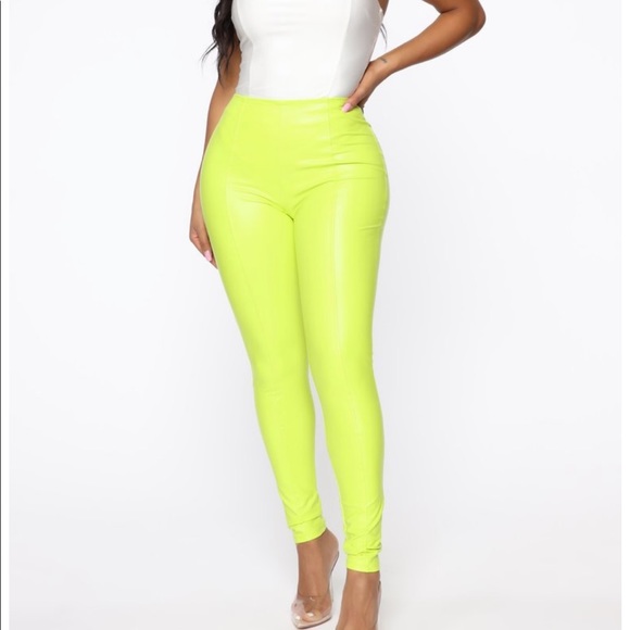 yellow pleather pants